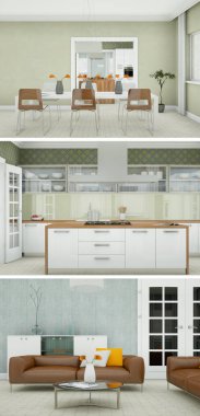 Modern iç çatı tasarım üç kez bakıldı