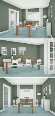 Modern iç çatı tasarım üç kez bakıldı