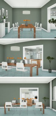 Modern iç çatı tasarım üç kez bakıldı