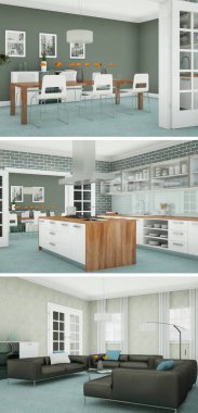 Modern iç çatı tasarım üç kez bakıldı