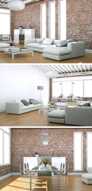 Modern iç çatı tasarım üç kez bakıldı