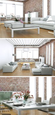 Modern iç çatı tasarım üç kez bakıldı