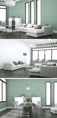 Modern iç çatı tasarım üç kez bakıldı