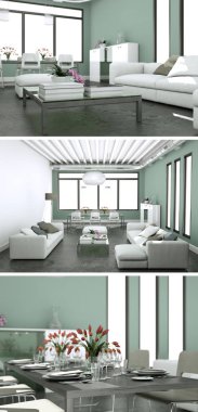 Modern iç çatı tasarım üç kez bakıldı