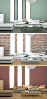 Üç renk değişimleri modern loft iç tasarım