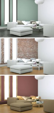 Üç renk değişimleri modern loft iç tasarım