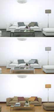 Üç renk değişimleri modern loft iç tasarım