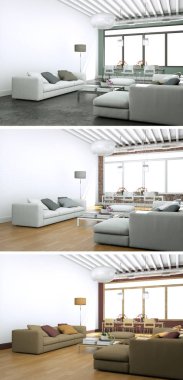 Üç renk değişimleri modern loft iç tasarım