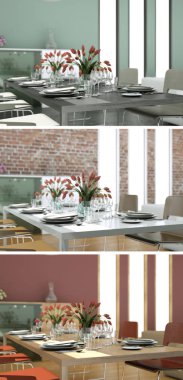 Üç renk değişimleri modern loft iç tasarım