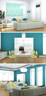 Modern iç çatı tasarım üç kez bakıldı