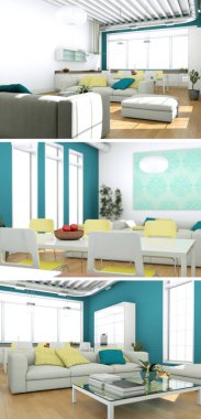 Modern iç çatı tasarım üç kez bakıldı