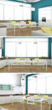 Modern iç çatı tasarım üç kez bakıldı