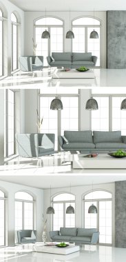 Modern iç çatı tasarım üç kez bakıldı