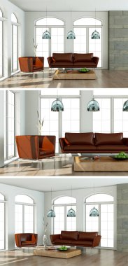 Modern iç çatı tasarım üç kez bakıldı