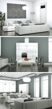 Modern iç çatı tasarım üç kez bakıldı