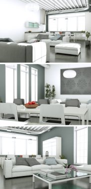 Modern iç çatı tasarım üç kez bakıldı