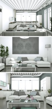 Modern iç çatı tasarım üç kez bakıldı