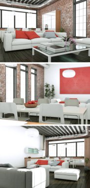 Modern iç çatı tasarım üç kez bakıldı