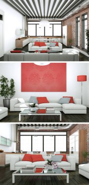 Modern iç çatı tasarım üç kez bakıldı