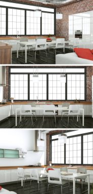 Modern iç çatı tasarım üç kez bakıldı