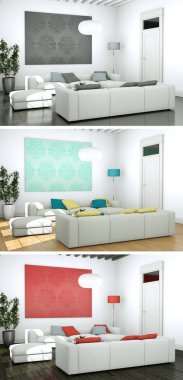 Üç renk değişimleri modern loft iç tasarım