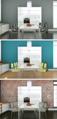 Üç renk değişimleri modern loft iç tasarım