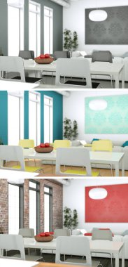 Üç renk değişimleri modern loft iç tasarım