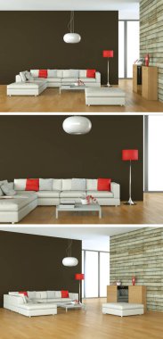 Modern iç çatı tasarım üç kez bakıldı