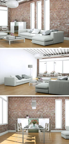 Modern iç çatı tasarım üç kez bakıldı