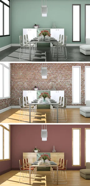 Üç renk değişimleri modern loft iç tasarım