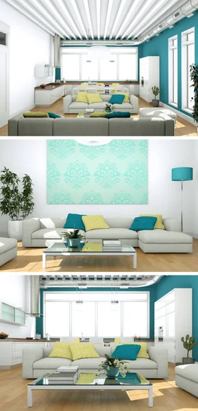 Modern iç çatı tasarım üç kez bakıldı