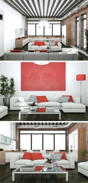 Modern iç çatı tasarım üç kez bakıldı