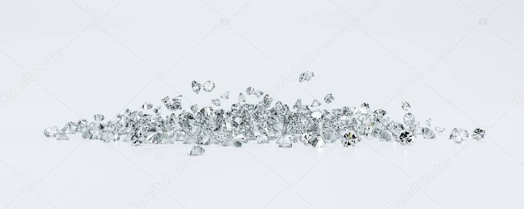Group of diamonds on a white background.