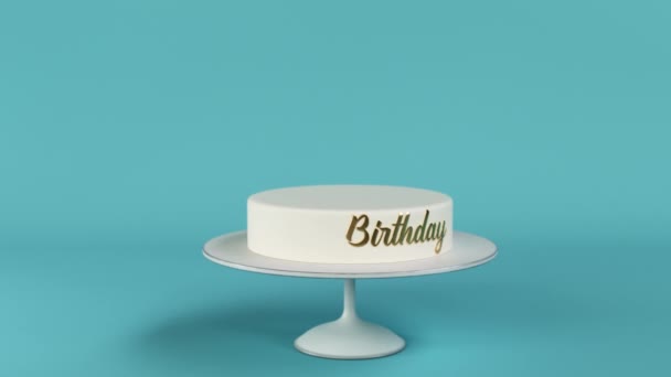 Torta Compleanno Con Lettere Dorate Numero Alto Animazione — Video Stock