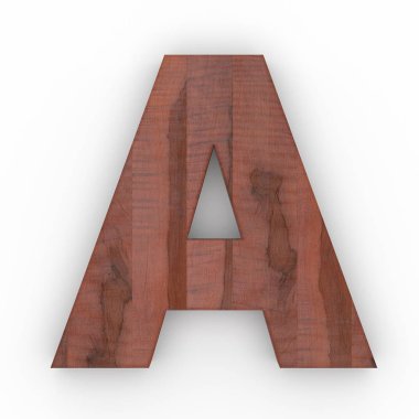 Ahşap beyaz arka plan üzerinde izole A harfi