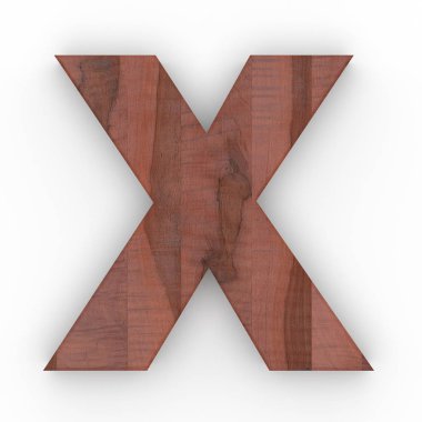 Ahşap beyaz arka plan üzerinde izole X harfi
