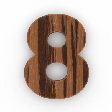 Ahşap sayı 8 beyaz arka plan üzerinde izole