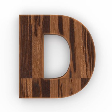Ahşap beyaz arka plan üzerinde izole D harfi