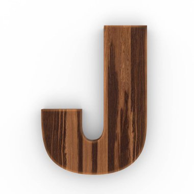 Beyaz arka plan üzerinde izole ahşap harf j