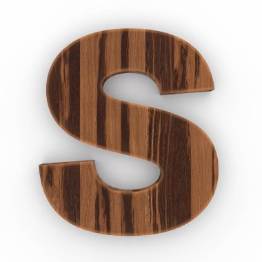 Ahşap beyaz arka plan üzerinde izole S harfi