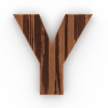 Ahşap beyaz arka plan üzerinde izole Y harfi