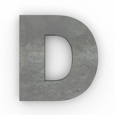 Beton mektup üzerinde beyaz izole 3d resimde arka plan