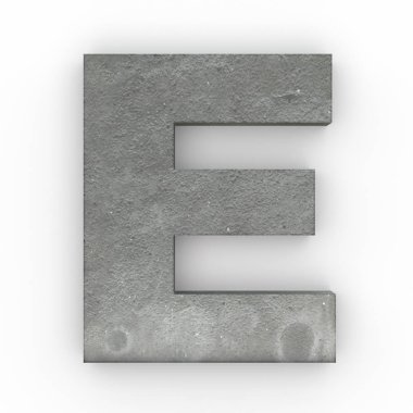 Beton beyaz arka plan üzerinde izole E harfi