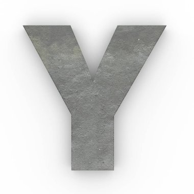 Beton beyaz arka plan üzerinde izole Y harfi