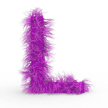 Pembe kürk beyaz arka plan üzerinde izole L harfi