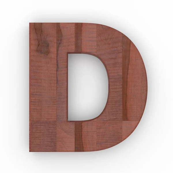 Wooden letter D isolated on white background — Stock Photo, Image