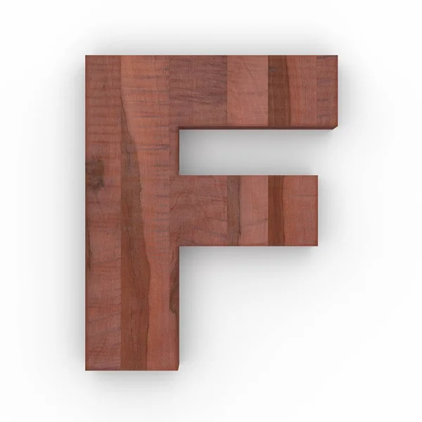Letra de madera F aislada sobre fondo blanco — Foto de Stock