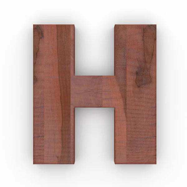 Wooden letter H isolated on white background — Stock Photo, Image