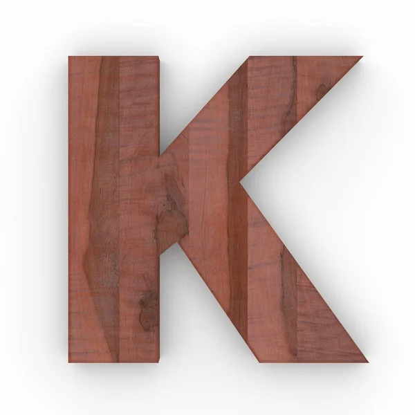 Trä bokstaven K isolerade på vit bakgrund — Stockfoto