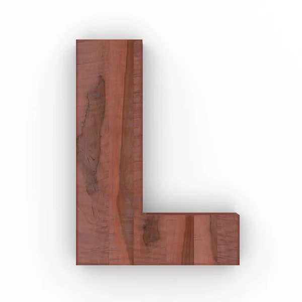 Letra de madera L aislada sobre fondo blanco —  Fotos de Stock